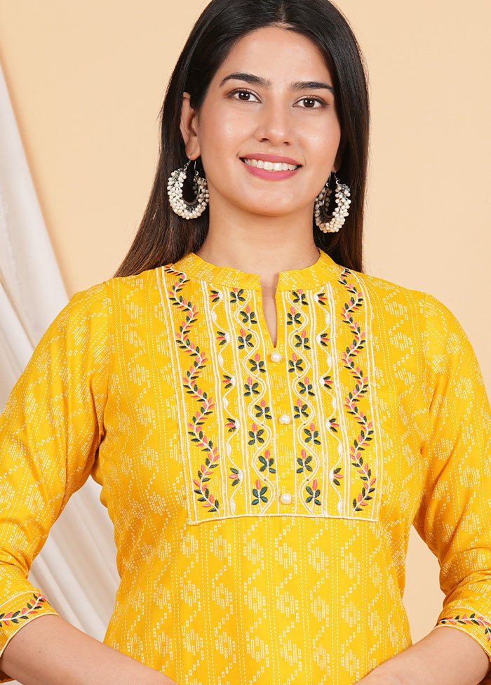 2 Pc Yellow Readymade Rayon coords Set - Indian Silk House Agencies