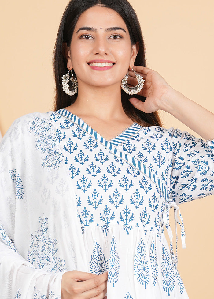 3 Pc White Readymade Rayon Suit Set - Indian Silk House Agencies
