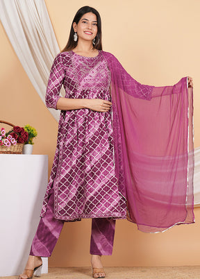 3 Pc Pink Readymade Rayon Suit Set - Indian Silk House Agencies