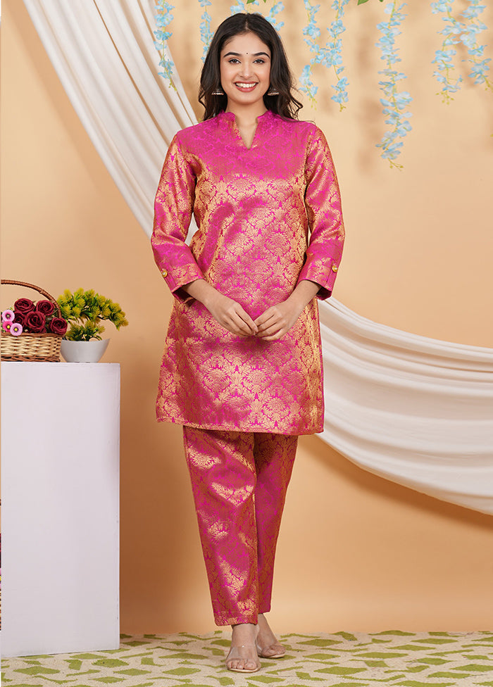 2 Pc Fuchsia Pure Readymade Silk Kurti Set - Indian Silk House Agencies