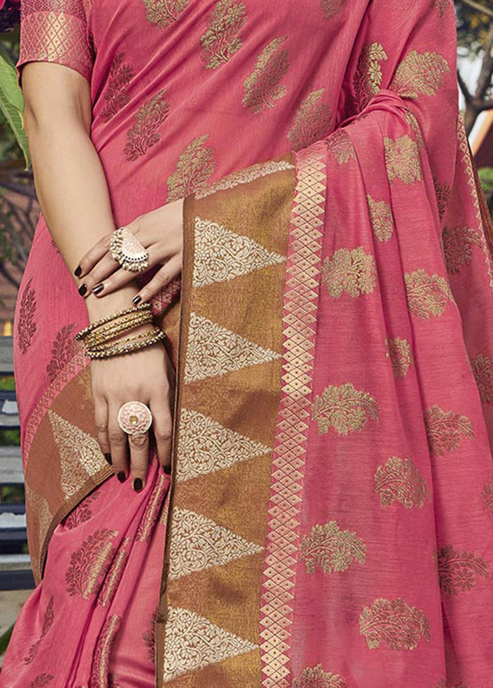 Pink Spun Silk Saree With Blouse Piece - Indian Silk House Agencies