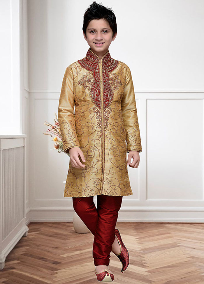 2 Pc Chikoo Dupion Silk Ethnic Wear Set - Indian Silk House Agencies