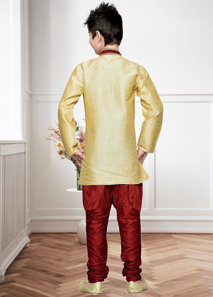 2 Pc Gold Dupion Silk Ethnic Wear Set - Indian Silk House Agencies