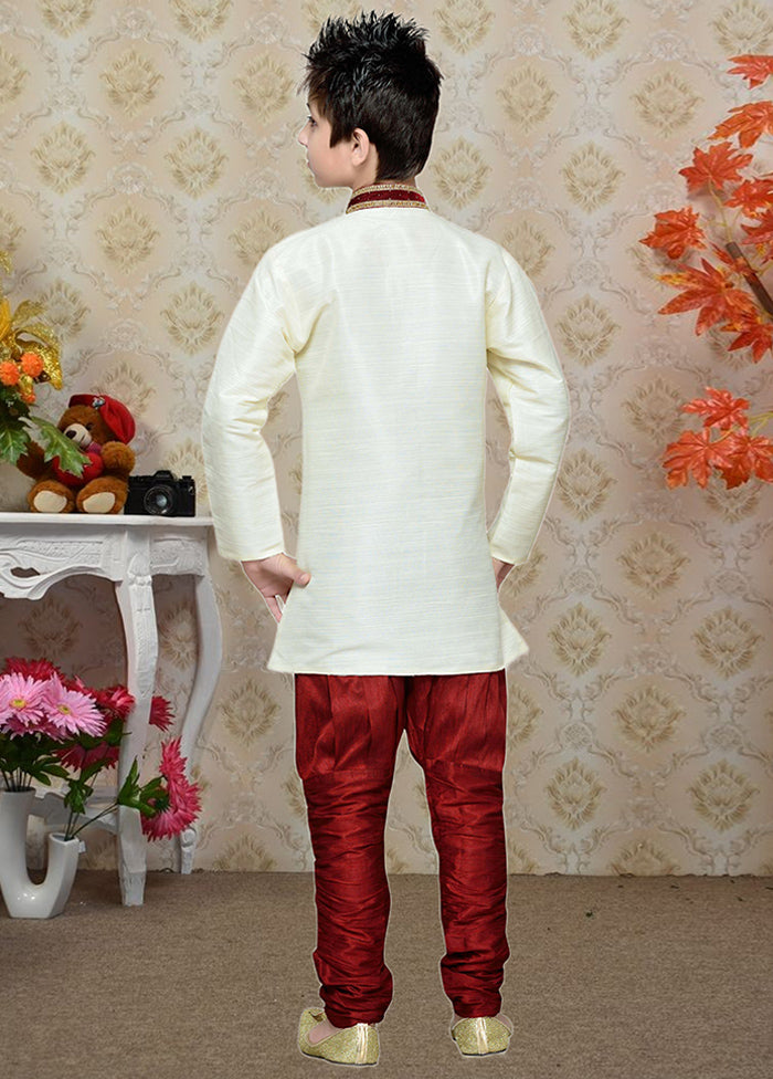 2 Pc Cream Dupion Silk Ethnic Wear Set - Indian Silk House Agencies