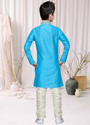 2 Pc Sky Blue Dupion Silk Ethnic Wear Set - Indian Silk House Agencies