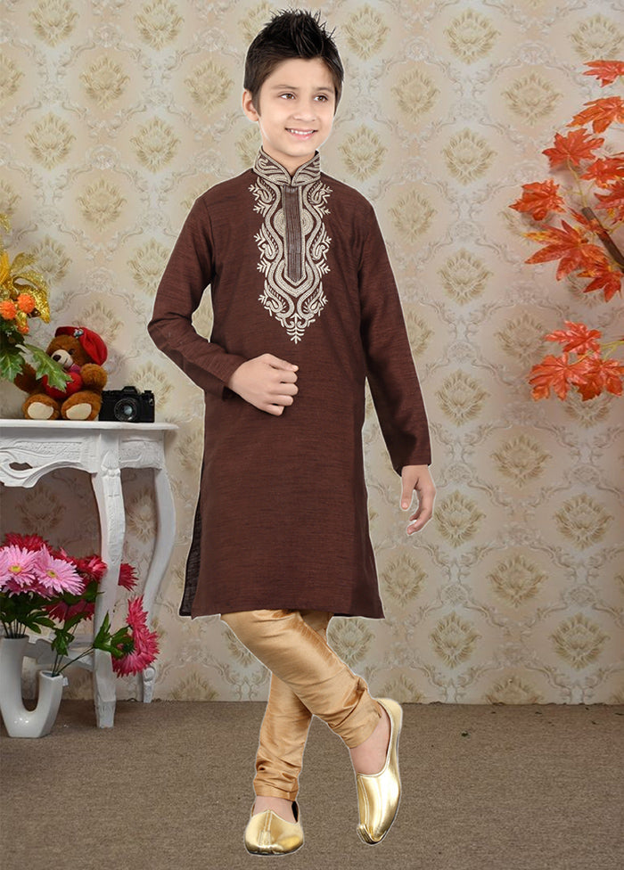 2 Pc Brown Cotton Ethnic Wear Set - Indian Silk House Agencies