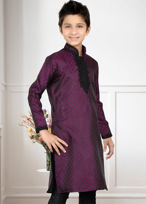 2 Pc Purple Dupion Silk Ethnic Wear Set - Indian Silk House Agencies