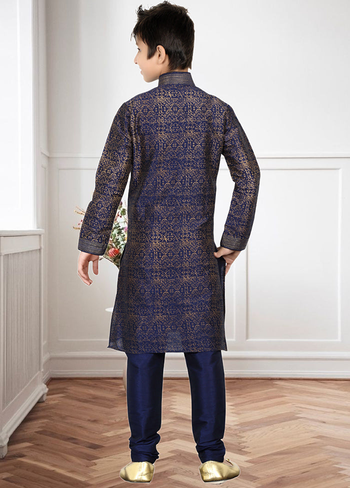 2 Pc Blue Dupion Silk Ethnic Wear Set - Indian Silk House Agencies