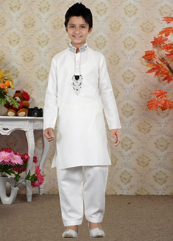 2 Pc White Cotton Ethnic Wear Set - Indian Silk House Agencies