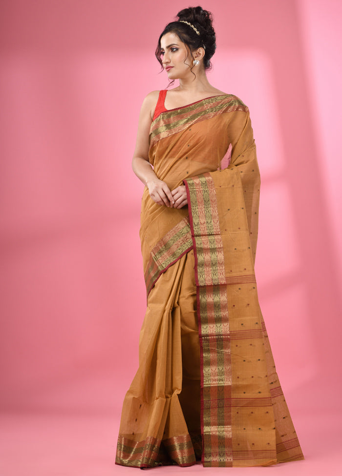 Dark Beige Pure Cotton Saree With Blouse Piece - Indian Silk House Agencies