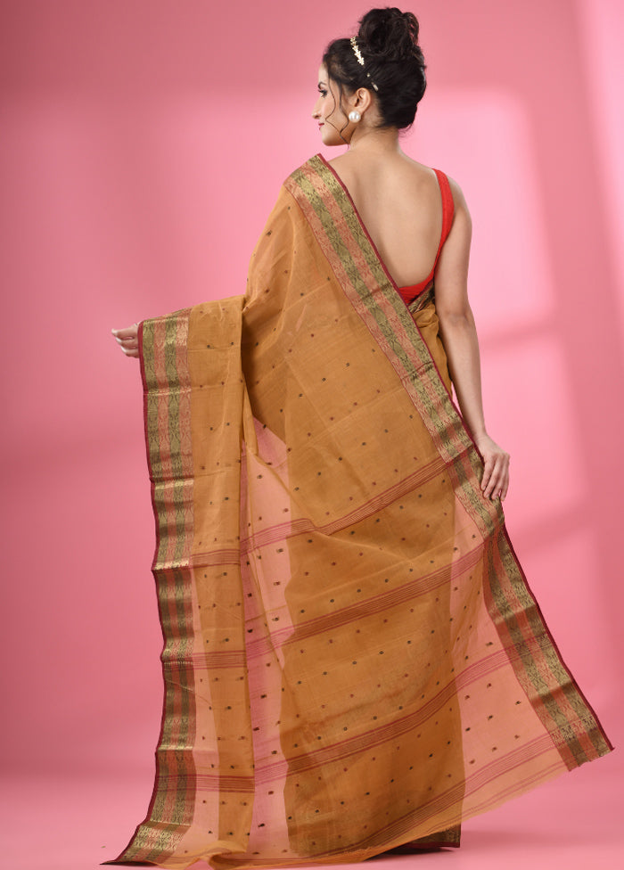 Dark Beige Pure Cotton Saree With Blouse Piece - Indian Silk House Agencies