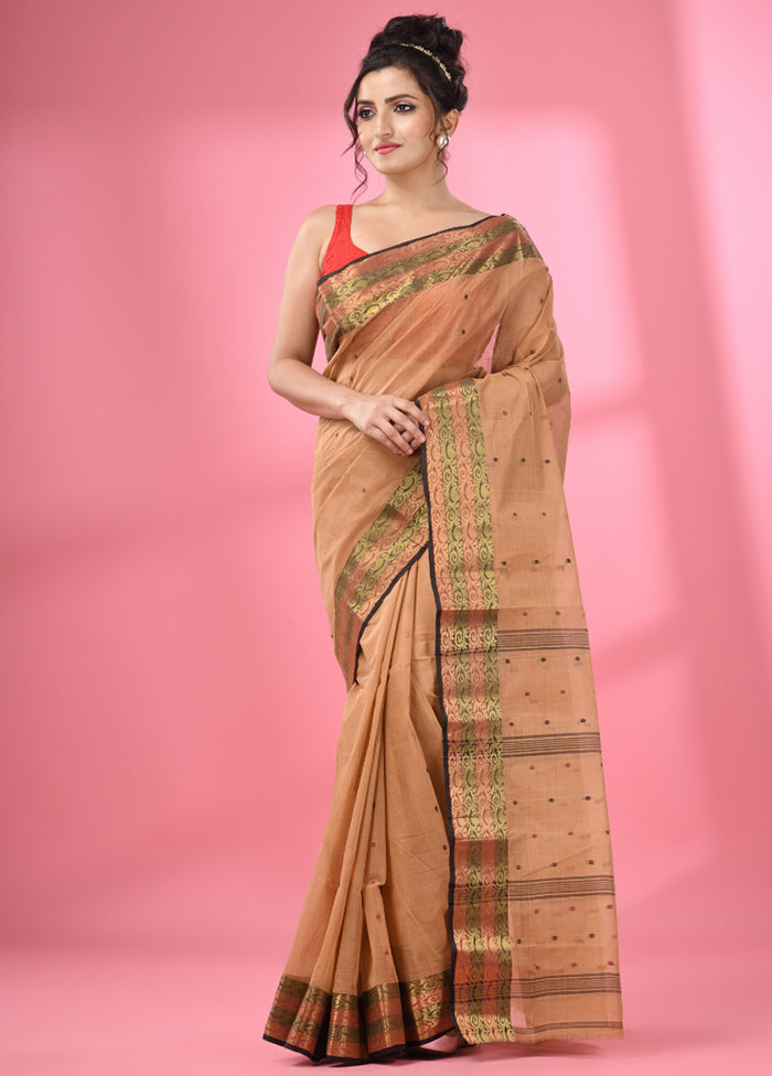 Beige Pure Cotton Saree With Blouse Piece - Indian Silk House Agencies