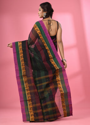 Green Pure Cotton Saree With Blouse Piece - Indian Silk House Agencies