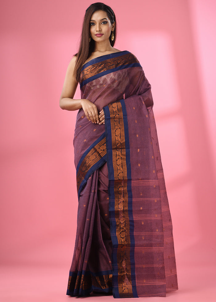 Mauve Pure Cotton Saree With Blouse Piece - Indian Silk House Agencies