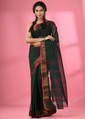 Bottle Green Pure Cotton Saree With Blouse Piece - Indian Silk House Agencies
