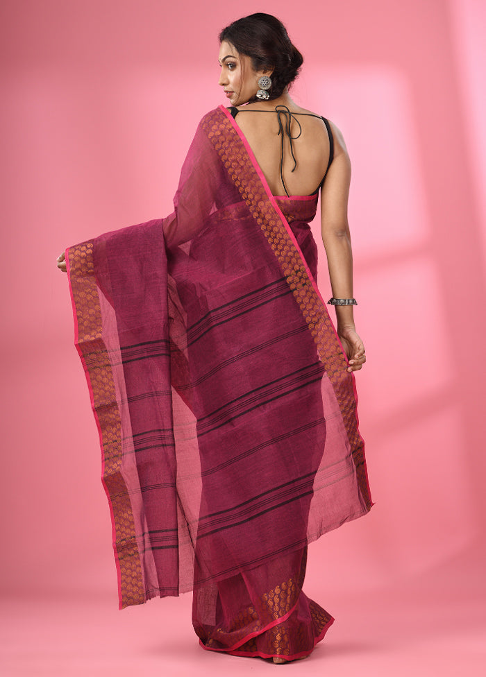 Magenta Pure Cotton Saree With Blouse Piece - Indian Silk House Agencies