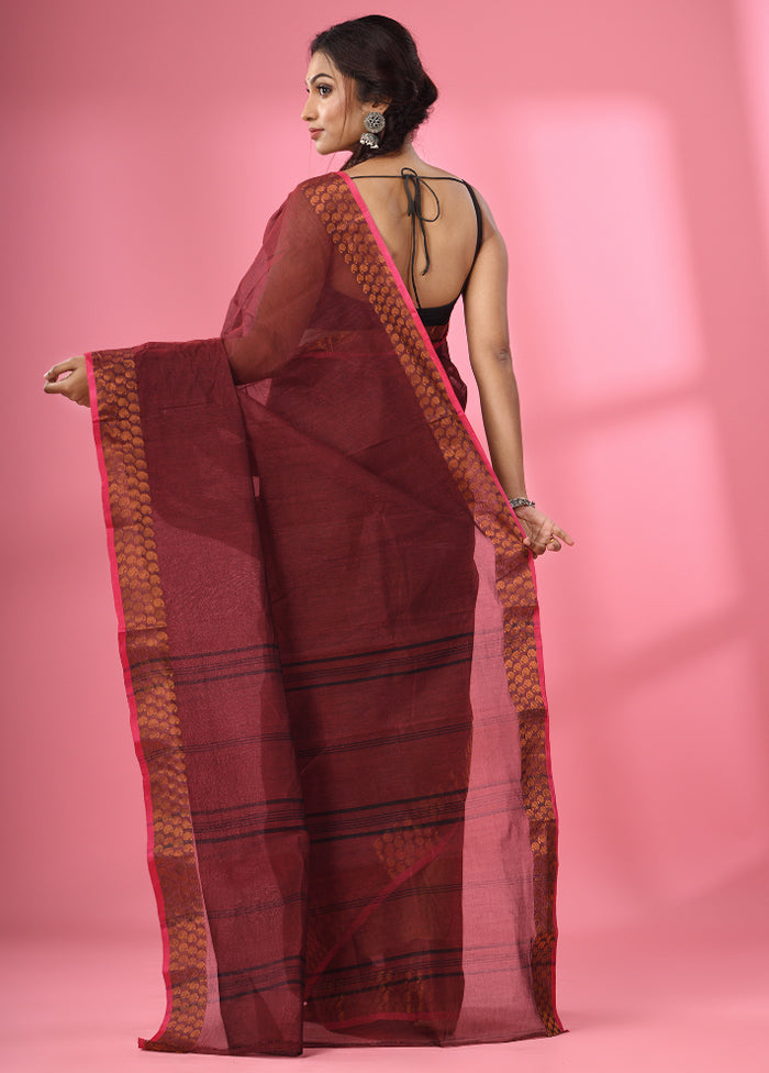 Maroon Pure Cotton Saree With Blouse Piece - Indian Silk House Agencies