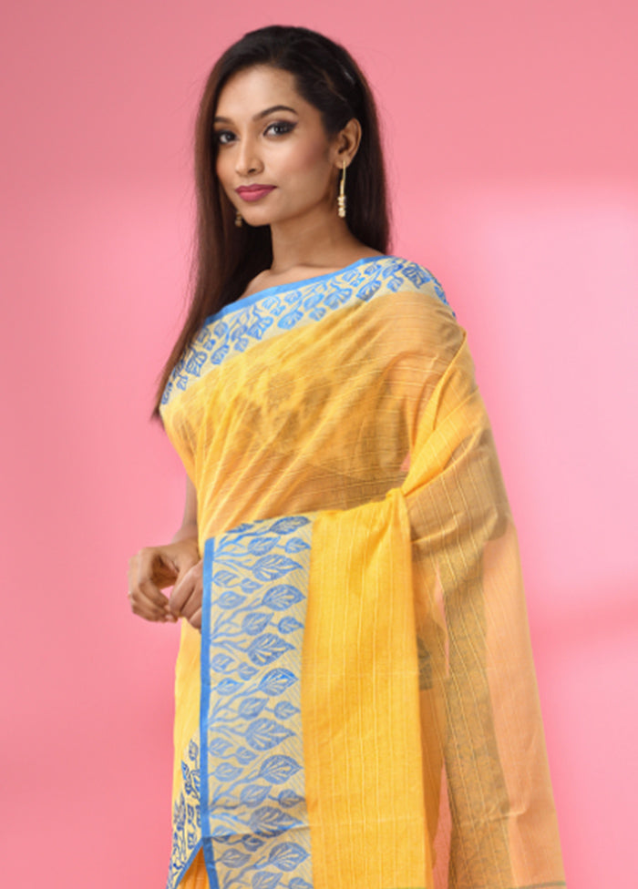 Yellow Pure Cotton Saree With Blouse Piece - Indian Silk House Agencies