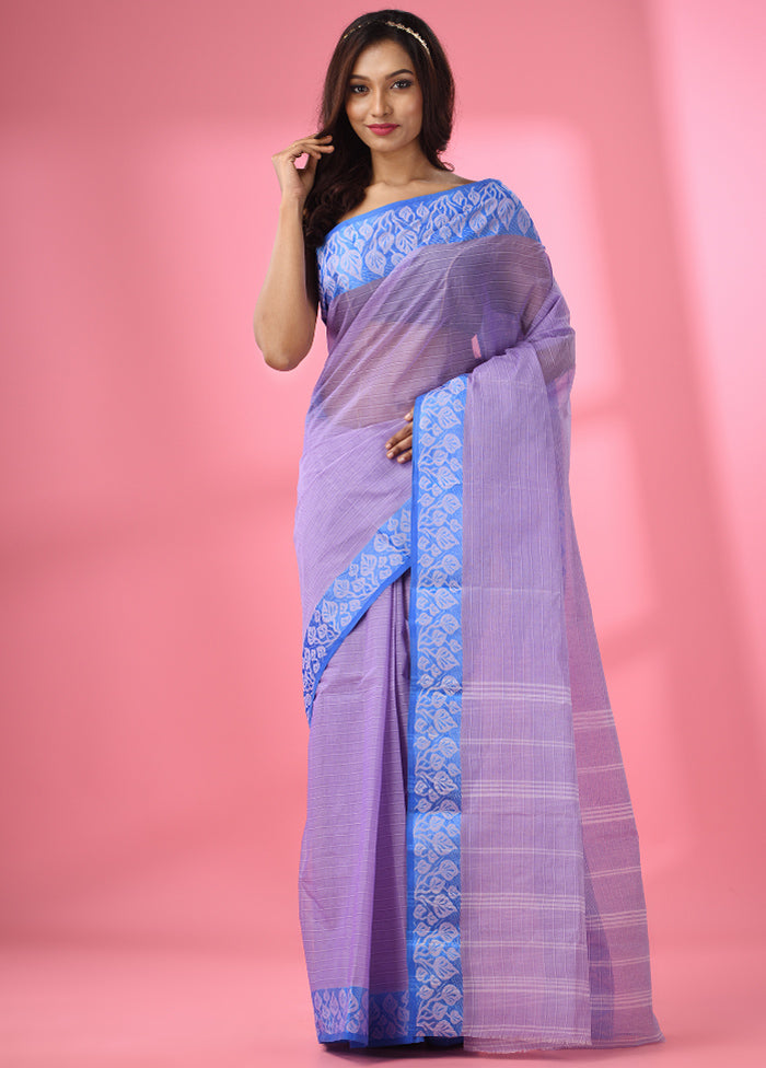 Lilac Pure Cotton Saree With Blouse Piece - Indian Silk House Agencies