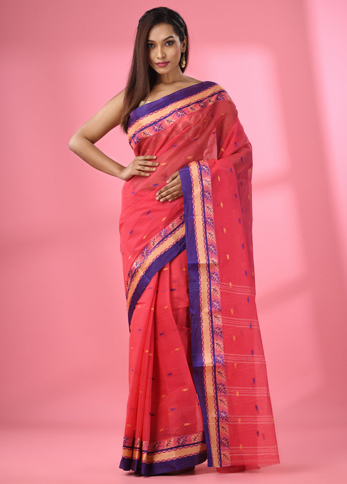 Pink Pure Cotton Saree With Blouse Piece - Indian Silk House Agencies