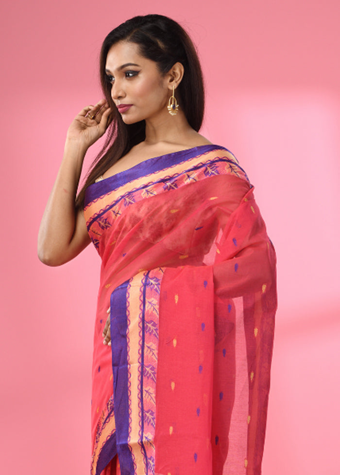 Pink Pure Cotton Saree With Blouse Piece - Indian Silk House Agencies