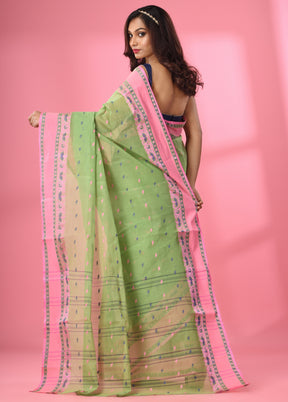 Green Pure Cotton Saree With Blouse Piece - Indian Silk House Agencies