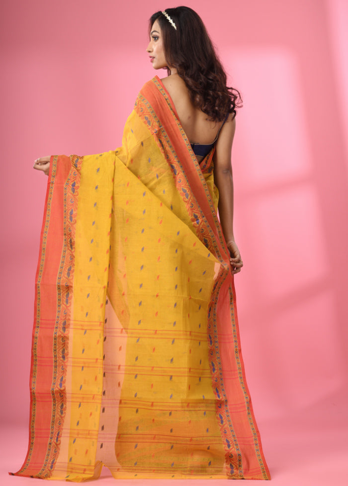 Mustard Pure Cotton Saree With Blouse Piece - Indian Silk House Agencies