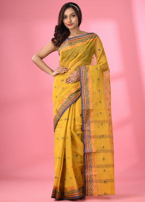 Mustard Pure Cotton Saree With Blouse Piece - Indian Silk House Agencies