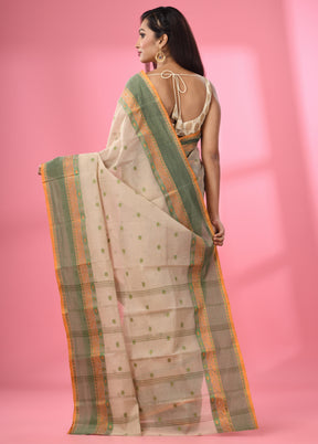 Cream Pure Cotton Saree With Blouse Piece - Indian Silk House Agencies