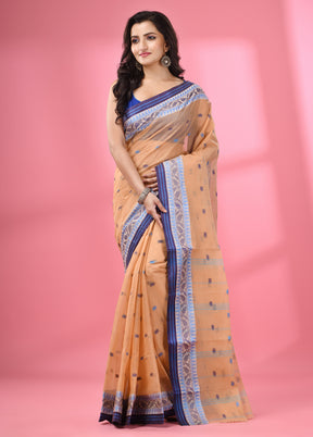 Beige Pure Cotton Saree With Blouse Piece - Indian Silk House Agencies