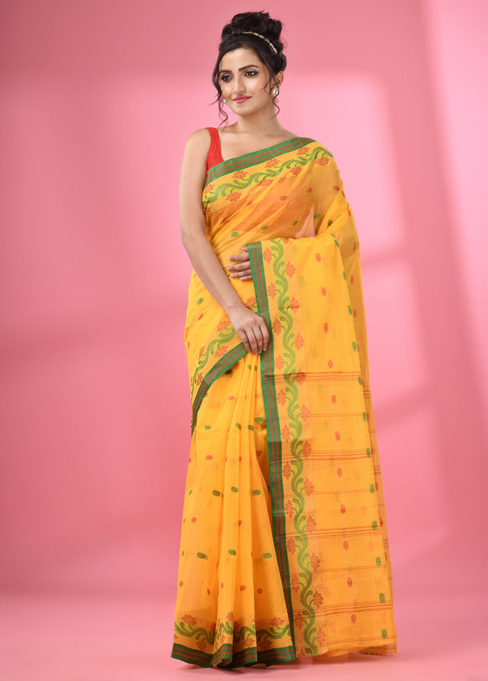 Yellow Pure Cotton Saree With Blouse Piece - Indian Silk House Agencies