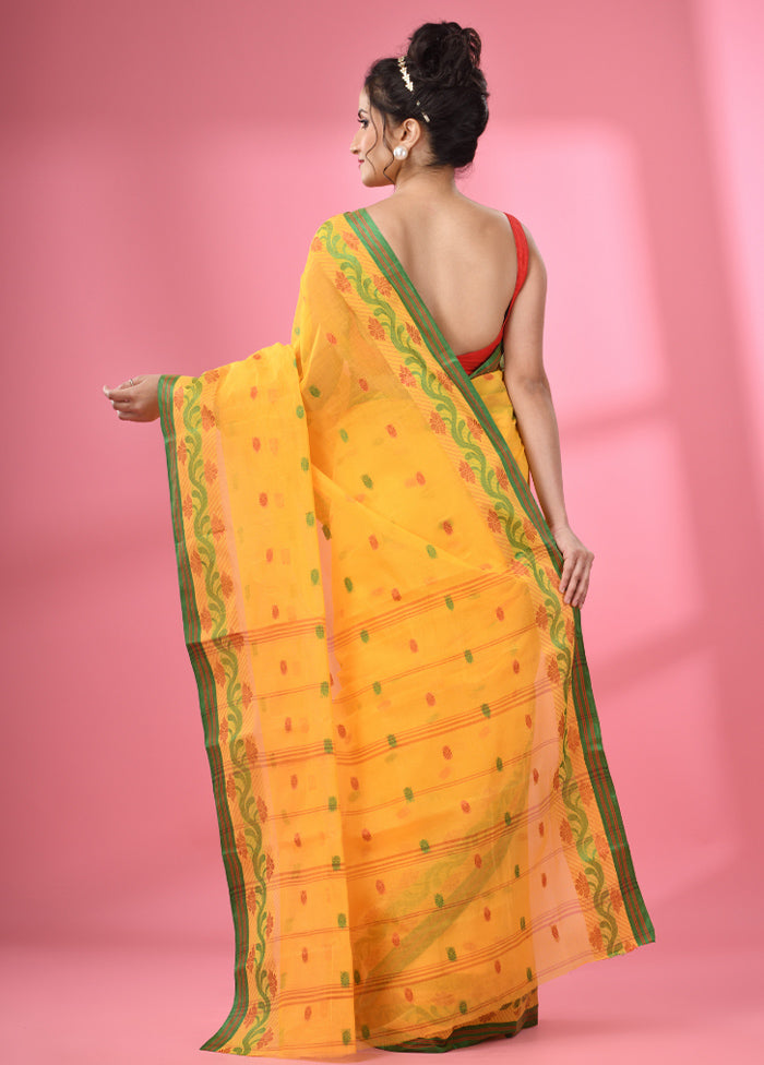 Yellow Pure Cotton Saree With Blouse Piece - Indian Silk House Agencies