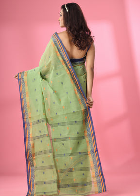 Green Pure Cotton Saree With Blouse Piece - Indian Silk House Agencies