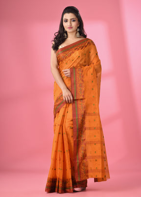 Orange Pure Cotton Saree With Blouse Piece - Indian Silk House Agencies