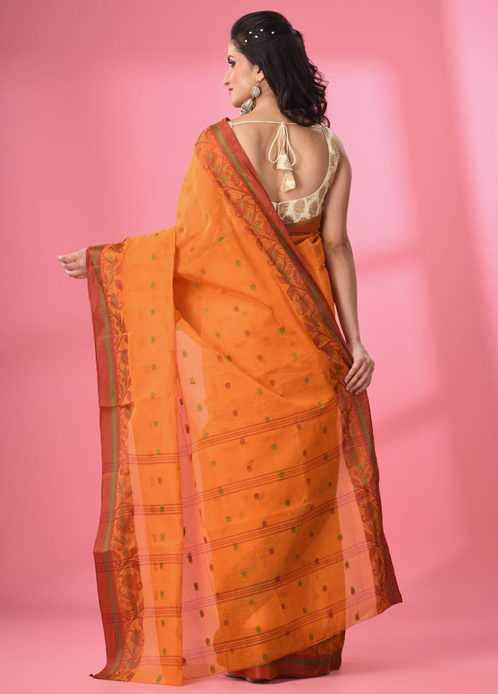 Orange Pure Cotton Saree With Blouse Piece - Indian Silk House Agencies