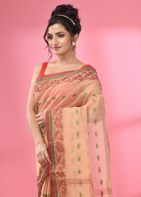 Beige Pure Cotton Saree With Blouse Piece - Indian Silk House Agencies