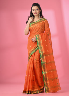 Orange Pure Cotton Saree With Blouse Piece - Indian Silk House Agencies