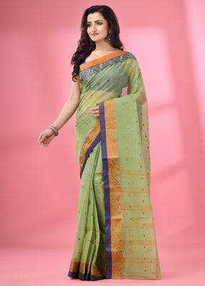 Green Pure Cotton Saree With Blouse Piece - Indian Silk House Agencies