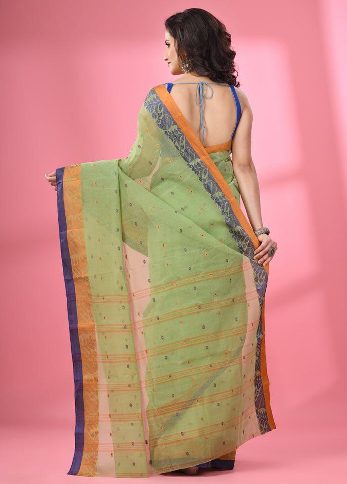 Green Pure Cotton Saree With Blouse Piece - Indian Silk House Agencies