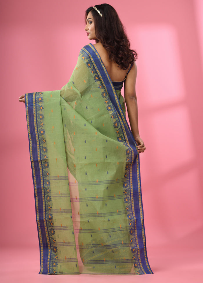 Green Pure Cotton Saree With Blouse Piece - Indian Silk House Agencies