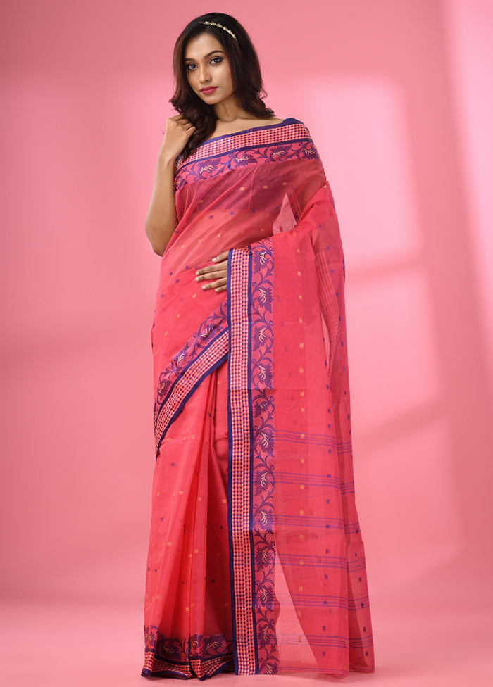 Pink Pure Cotton Saree With Blouse Piece - Indian Silk House Agencies