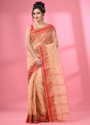 Beige Pure Cotton Saree With Blouse Piece - Indian Silk House Agencies