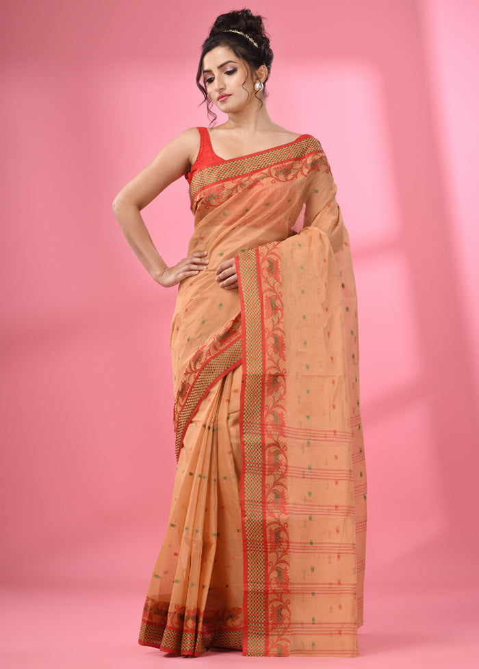 Beige Pure Cotton Saree With Blouse Piece - Indian Silk House Agencies