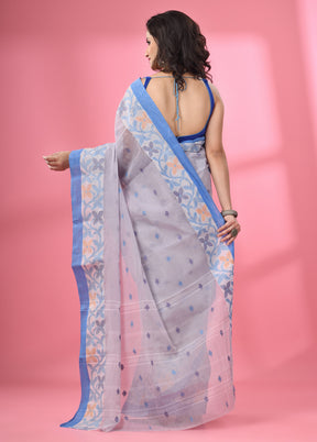 Grey Pure Cotton Saree With Blouse Piece - Indian Silk House Agencies