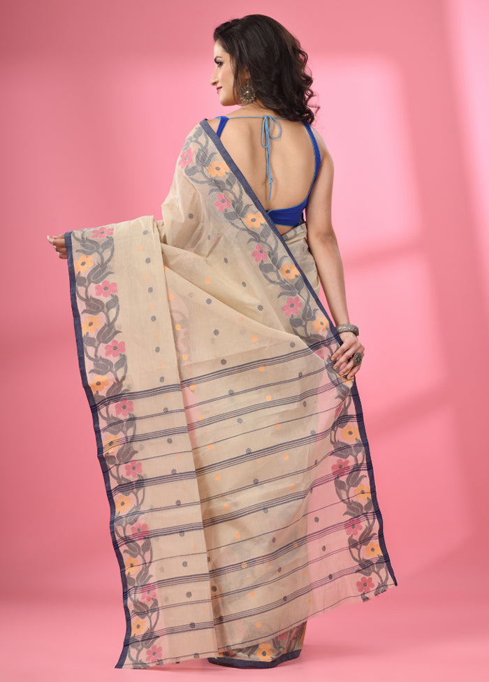 Cream Pure Cotton Saree With Blouse Piece - Indian Silk House Agencies