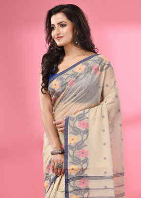 Cream Pure Cotton Saree With Blouse Piece - Indian Silk House Agencies