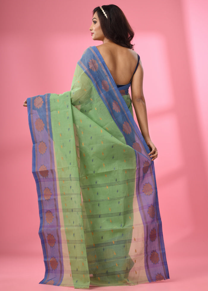 Green Pure Cotton Saree With Blouse Piece - Indian Silk House Agencies