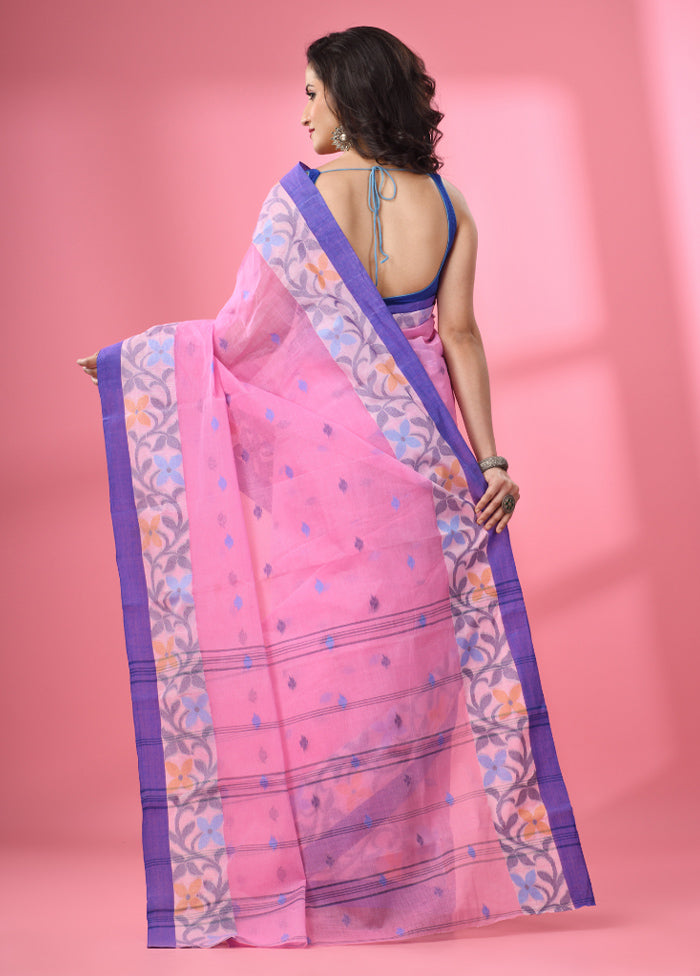 Pink Pure Cotton Saree With Blouse Piece - Indian Silk House Agencies