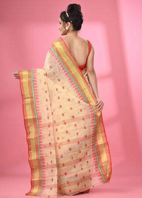 Cream Pure Cotton Saree With Blouse Piece - Indian Silk House Agencies