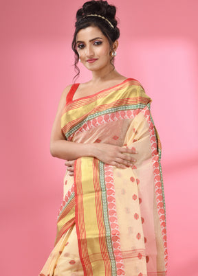 Cream Pure Cotton Saree With Blouse Piece - Indian Silk House Agencies